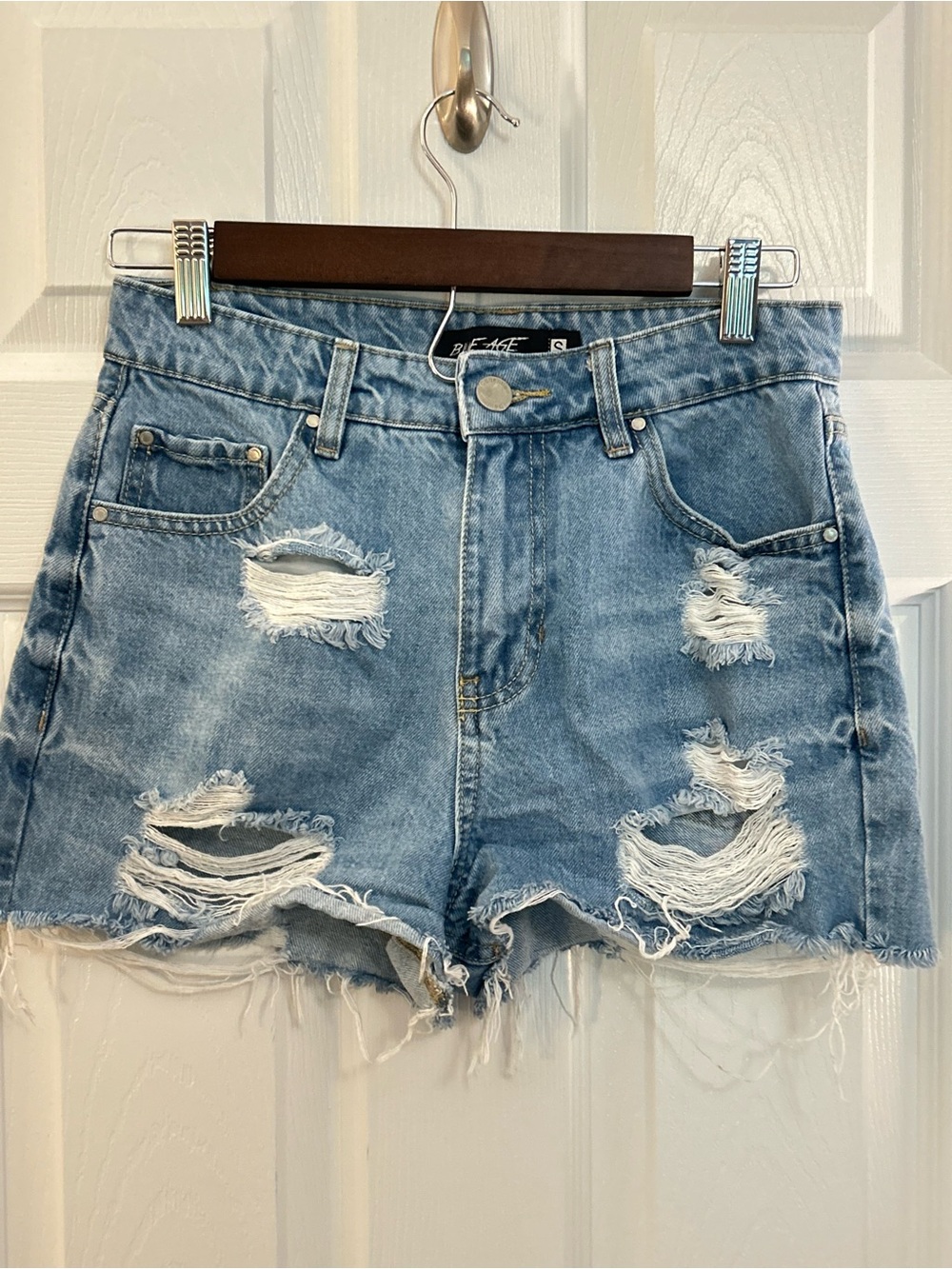 Blue Age Distressed Denim Shorts Size Small